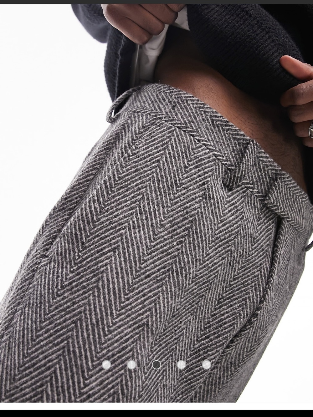 Men’s Topman wide leg wool mix herringbone pants in gray 34 32
